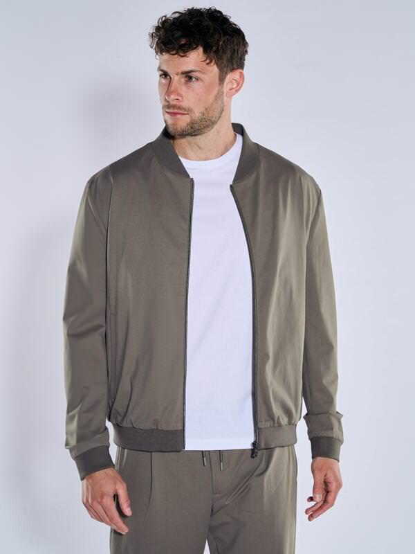 emilio adani Herren Blouson-Jacke Beige slim fit uni von emilio adani