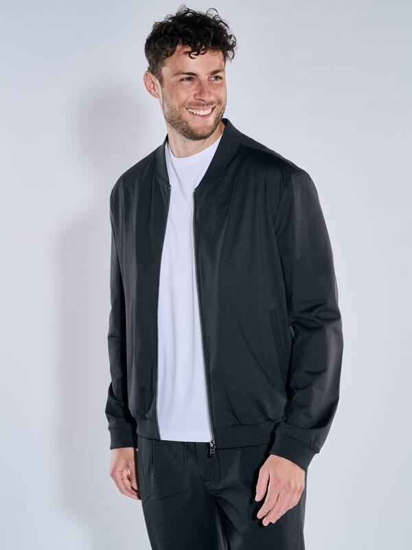 emilio adani Herren Blouson-Jacke Schwarz slim fit uni von emilio adani