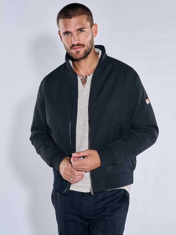 emilio adani Herren Blouson-Jacke regular Blau uni von emilio adani