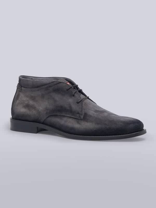 emilio adani Herren Boots aus Velourleder Grau regular uni von emilio adani