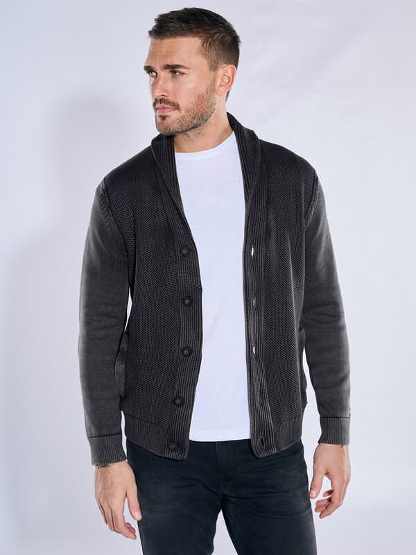 emilio adani Herren Cardigan strukturiert grau regular uni Knopfleiste von emilio adani