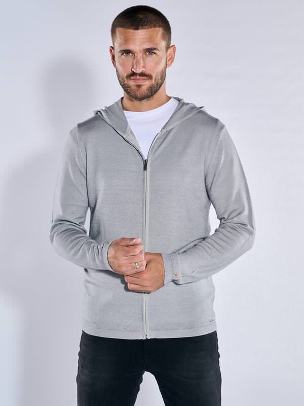 emilio adani Herren Cardigan uni Grau regular Zipper von emilio adani
