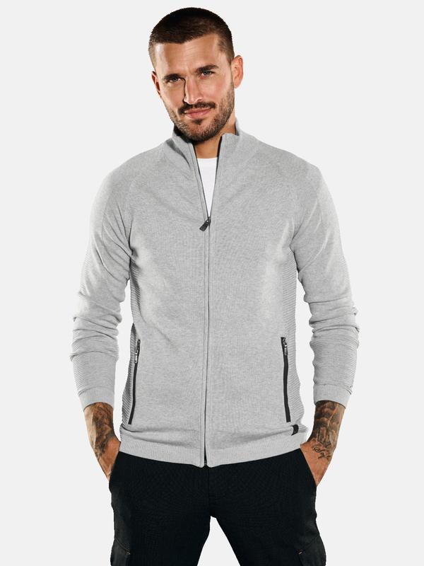 emilio adani Herren Cardigan uni grau regular Zipper von emilio adani