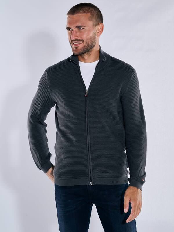 emilio adani Herren Cardigan uni Schwarz regular Zipper von emilio adani