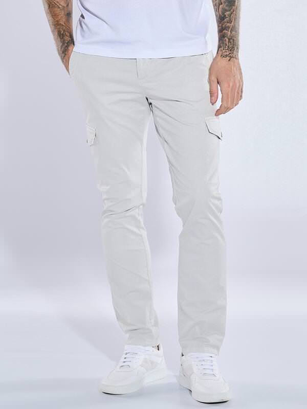 emilio adani Herren Cargo-Hose regular grau uni von emilio adani