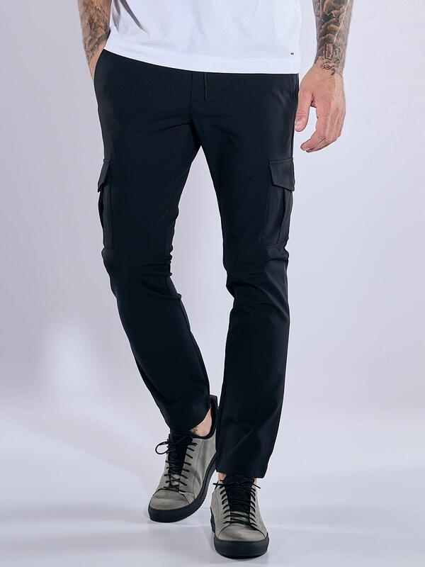 emilio adani Herren Cargo-Hose regular schwarz uni von emilio adani