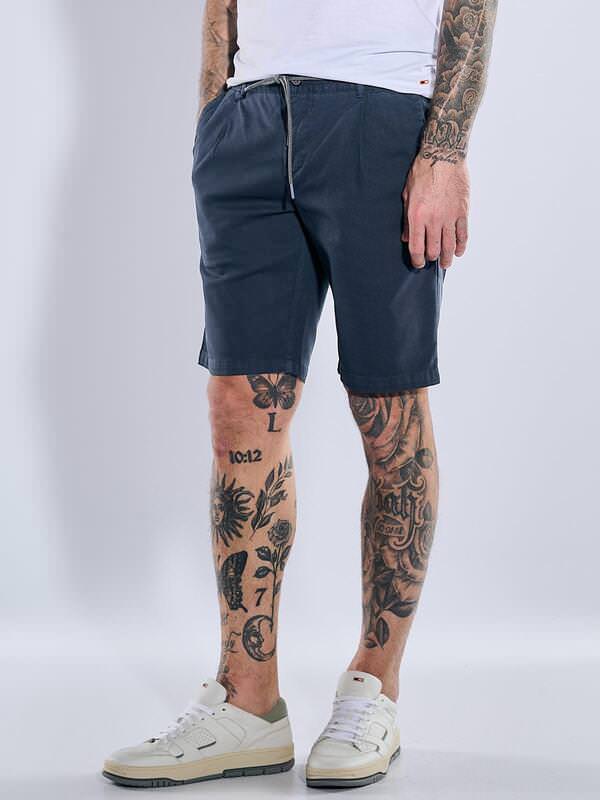 emilio adani Herren Chino-Bermuda mit Tunnelzug Blau regular uni von emilio adani