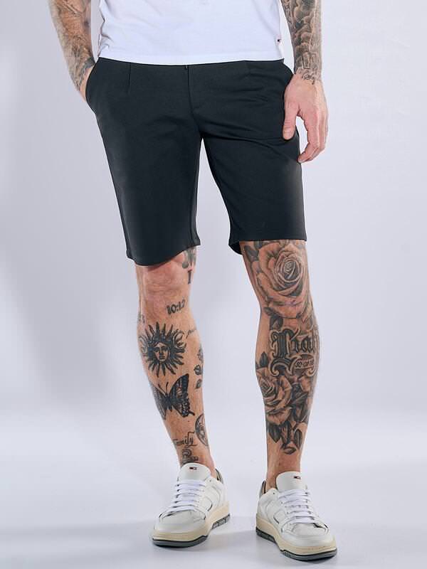 emilio adani Herren Chino Bermuda mit Tunnelzug Schwarz slim fit uni von emilio adani