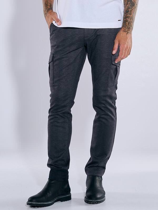 emilio adani Herren Chino-Cargo kariert Blau slim fit von emilio adani