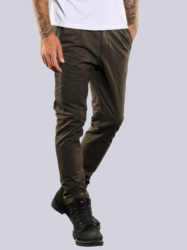 emilio adani Herren Chino mit Gummibund Grün regular uni von emilio adani