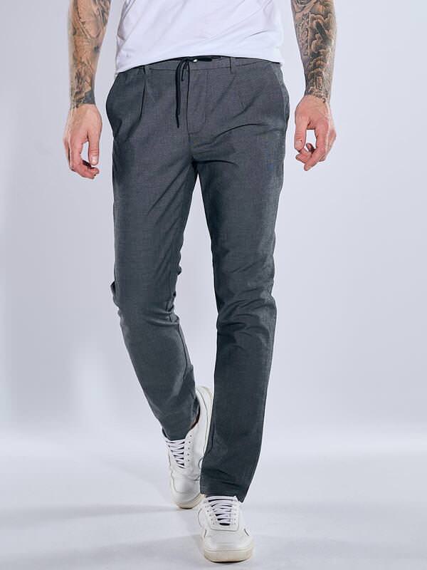 emilio adani Herren Chino mit Tunnelzug Blau slim fit uni von emilio adani