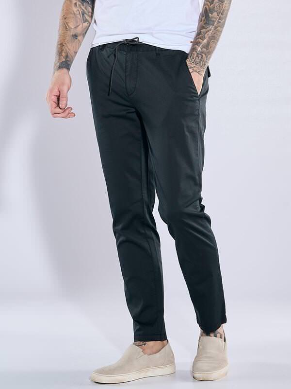 emilio adani Herren Chino regular Schwarz uni von emilio adani