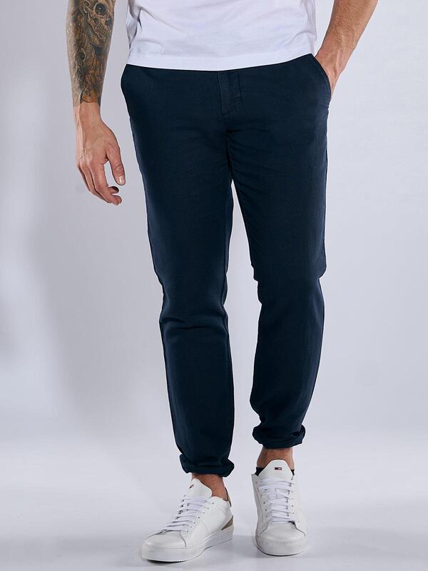 emilio adani Herren Chino slim fit blau uni von emilio adani