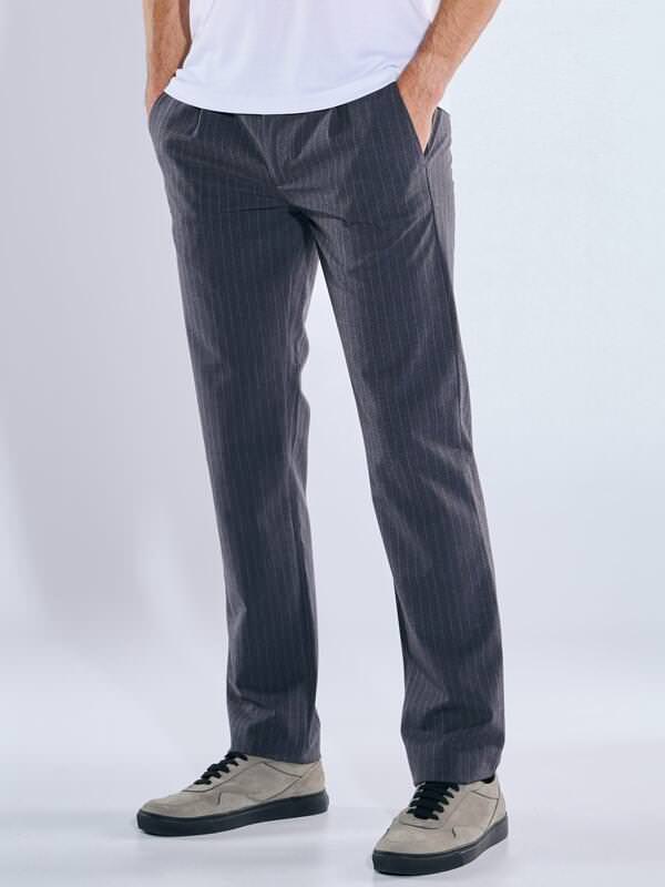 emilio adani Herren Chino straight Blau slim fit gestreift von emilio adani