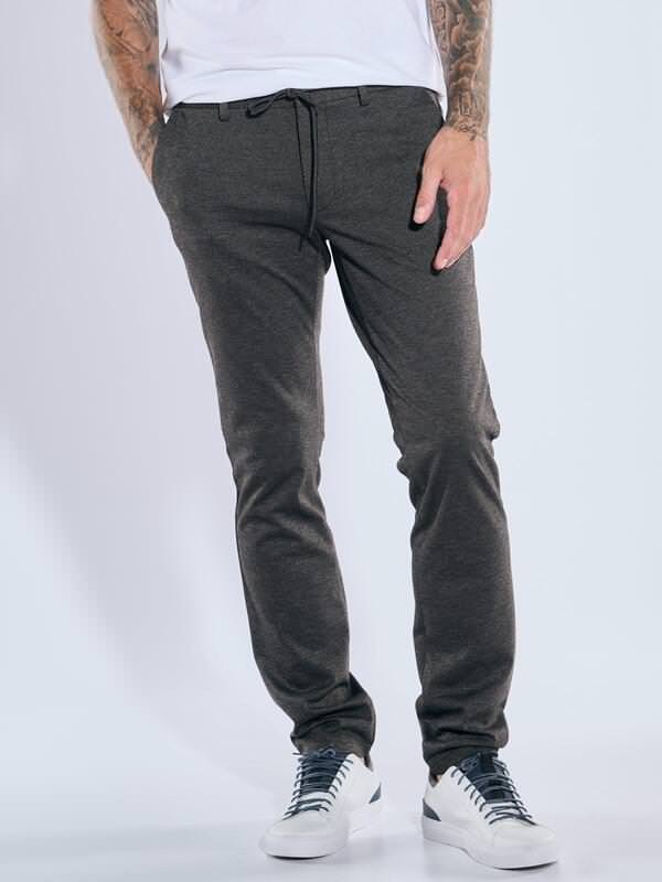 emilio adani Herren Chino mit Tunnelzug Grau regular uni von emilio adani