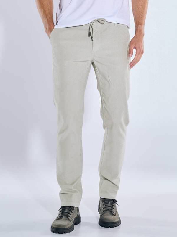 emilio adani Herren Chino mit Tunnelzug Grau slim fit uni von emilio adani