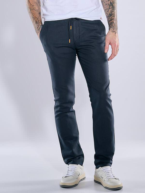 emilio adani Herren Chino mit Tunnelzug Blau slim fit uni emilio adani Herren Chino mit Tunnelzug Blau slim fit uni von emilio adani
