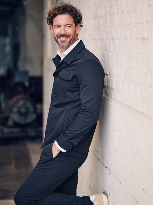 emilio adani Herren Freizeit-Sakko slim fit Blau uni Knopfleiste von emilio adani