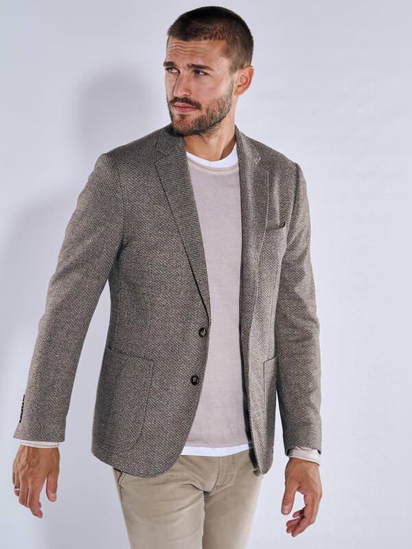 emilio adani Herren Freizeit-Sakko slim fit Braun gemustert von emilio adani