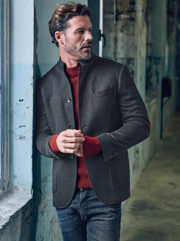 emilio adani Herren Freizeit-Sakko slim fit Grau uni von emilio adani