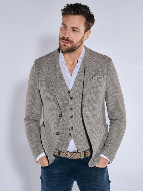 emilio adani Herren Freizeit-Sakko slim fit beige gemustert von emilio adani