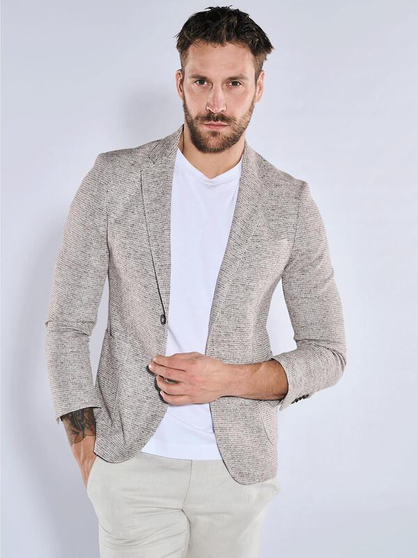 emilio adani Herren Freizeit-Sakko slim fit beige gemustert von emilio adani