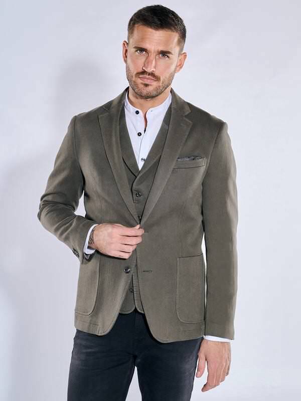 emilio adani Herren Freizeit Sakko aus Matrerialmix Braun slim fit uni Reverskragen von emilio adani