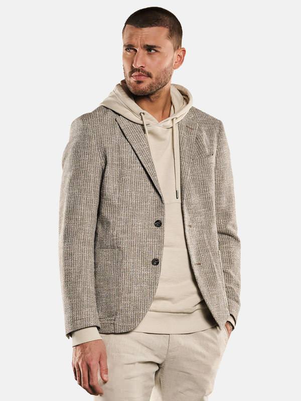 emilio adani Herren Freizeit-Sakko strukturiert beige slim fit gemustert von emilio adani