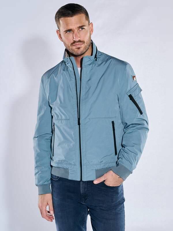 emilio adani Herren Funktionsjacke regular Blau uni Stehkragen von emilio adani