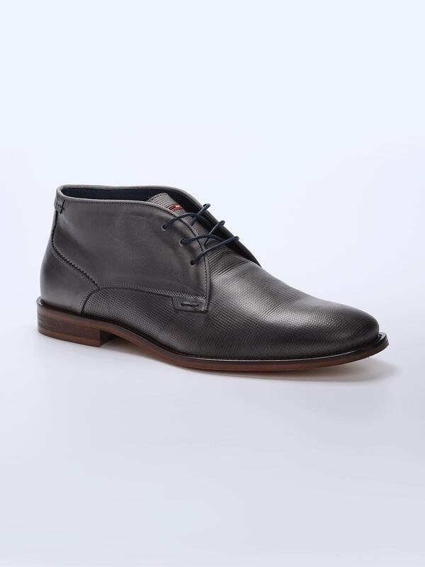 emilio adani Herren Halbschuh  aus Leder Grau regular uni von emilio adani