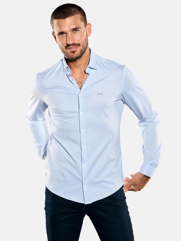 emilio adani Herren Langarm-Hemd slim fit blau gestreift Haifisch von emilio adani