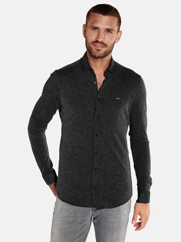 emilio adani Herren Hemd gemustert schwarz slim fit gestreift Haifisch von emilio adani