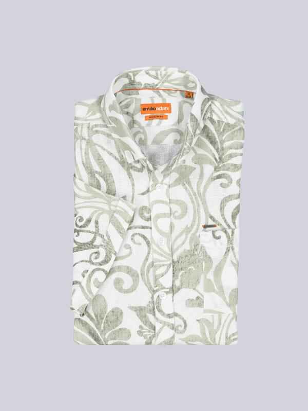 emilio adani Herren Kurzarm-Hemd strukturiert grün regular gemustert Button Down emilio adani Herren Kurzarm-Hemd strukturiert grün regular gemustert Button Down von emilio adani