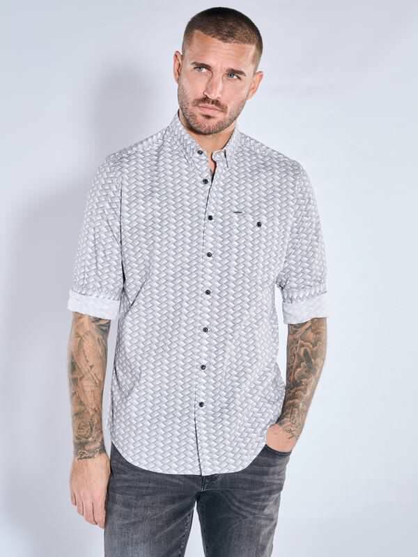 emilio adani Herren Hemd langarm Grau regular gemustert Button Under von emilio adani