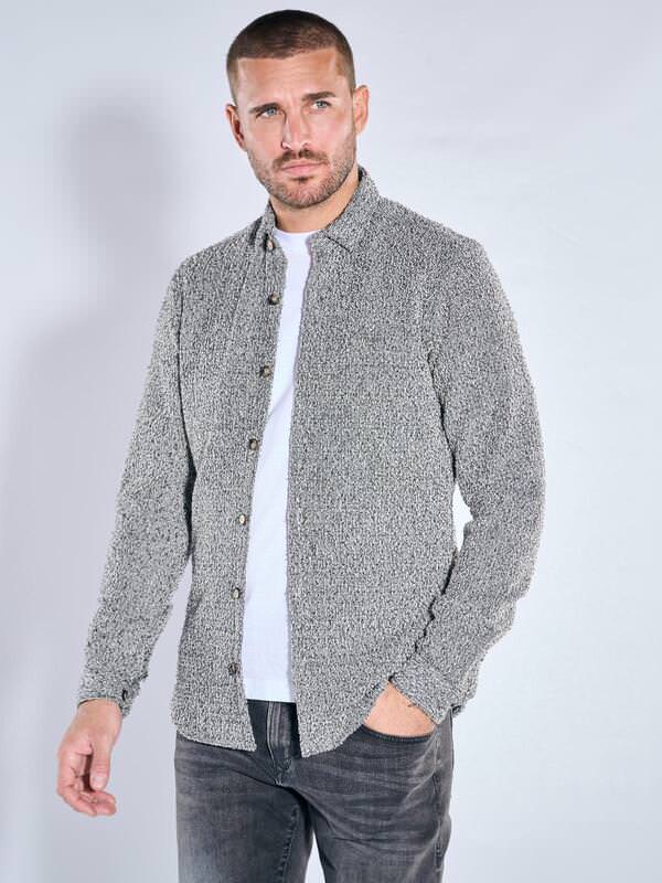 emilio adani Herren Hemd langarm Grau slim fit gemustert Button Under von emilio adani