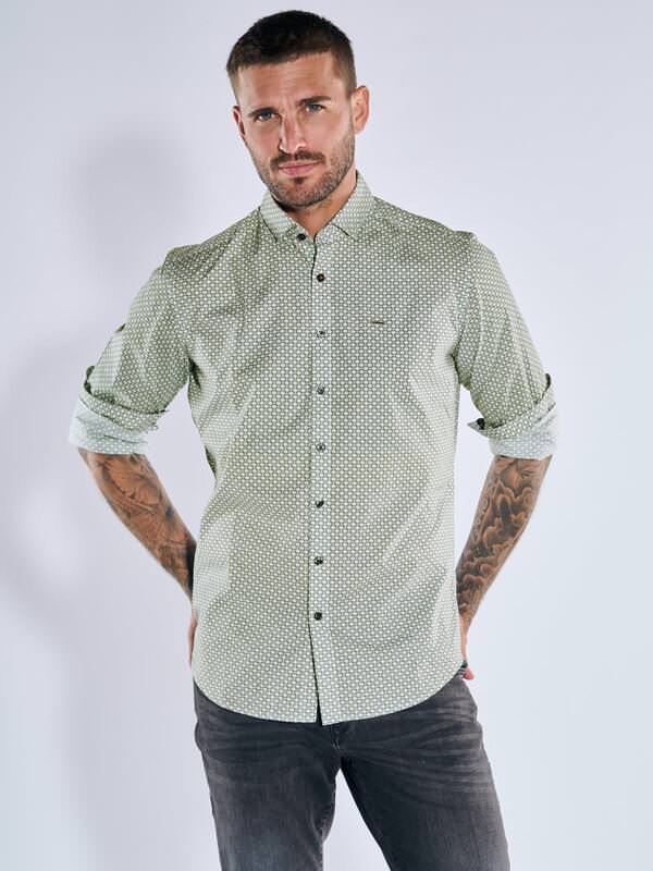 emilio adani Herren Langarm-Hemd gemustert Grün regular Button Under von emilio adani