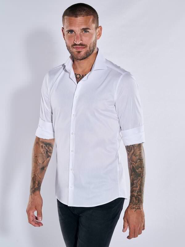 emilio adani Herren Performance Hemd "My Favorite" weiß Weiß slim fit uni Haifisch von emilio adani