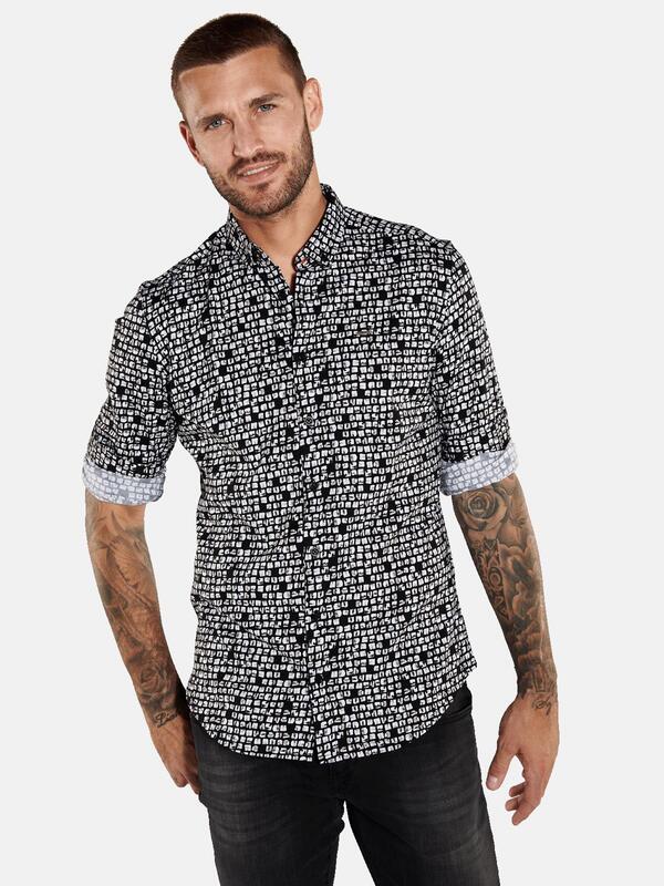 emilio adani Herren Hemd langarm schwarz slim fit gemustert Button Down von emilio adani