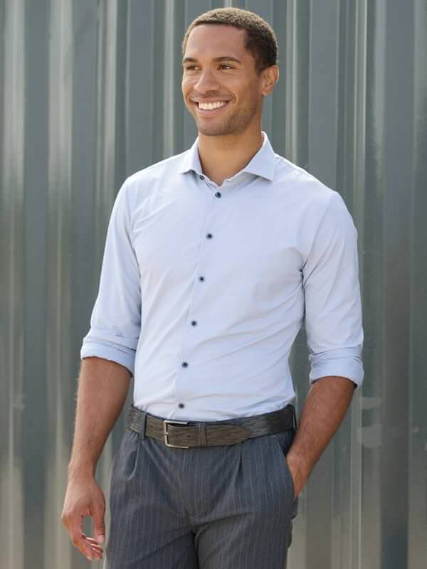 emilio adani Herren Hemd uni Blau slim fit Haifisch von emilio adani