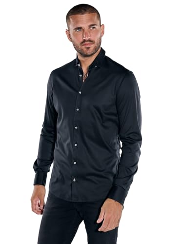 emilio adani Herren Jersey-Hemd Langarm, 38257, Schwarz in Größe XXL von emilio adani