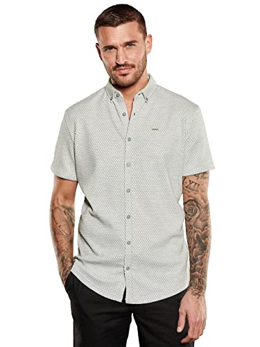 emilio adani Herren Herren Kurzarm-Hemd Slim fit, 35115, 35115, Silbergrau in Größe L von emilio adani