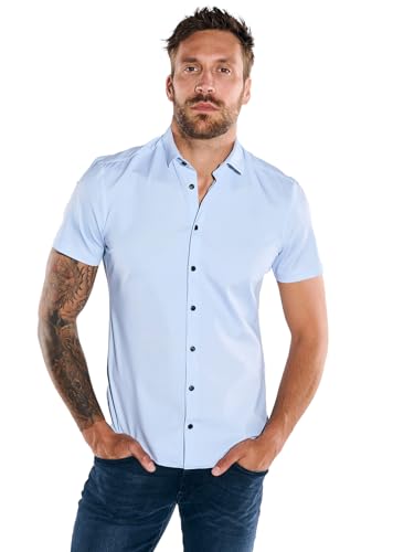 emilio adani Herren Herren Kurzarm-Hemd Slim fit, 36886, 36886, Hellblau in Größe 3XL von emilio adani