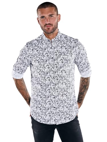 emilio adani Herren Langarm-Hemd Gemustert, 38106, Gruen in Größe M von emilio adani