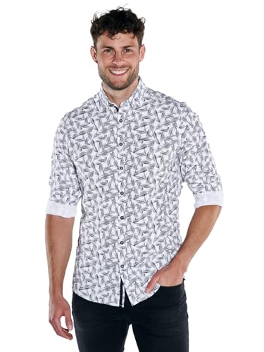 emilio adani Herren Herren Langarm-Hemd Gemustert, Schwarz, 39121, Schwarz in Größe L von emilio adani