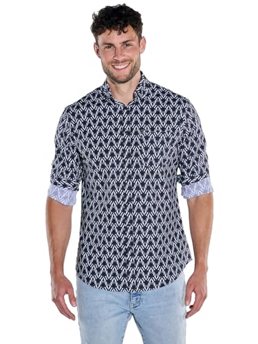 emilio adani Herren Langarm-Hemd Gemustert, 39160, Saphirblau in Größe XL von emilio adani