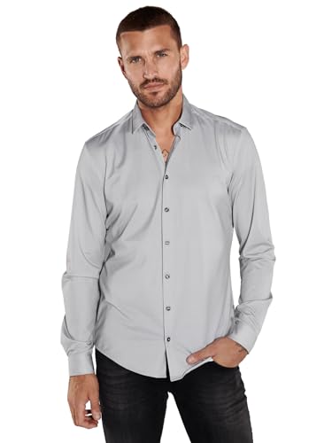 emilio adani Herren Herren Langarm-Hemd Slim fit, 36118, 36118, Hellgrau in Größe M von emilio adani