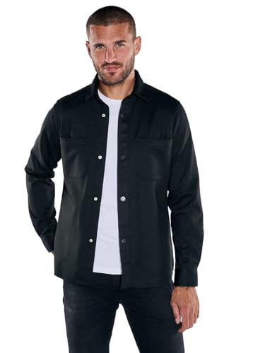 emilio adani Herren Herren Langarm-Hemd Uni, Schwarz, 37855, Schwarz in Größe XL von emilio adani