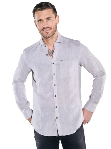 emilio adani Herren Langarm-Hemd aus Leinen, 38557, Sand in Größe L von emilio adani