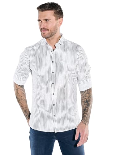 emilio adani Herren Langarm-Hemd gestreift, 38268, Braunbeige in Größe XL von emilio adani