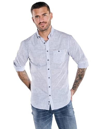 emilio adani Herren Herren Langarm-Hemd gestreift, Saphirblau, 38281, Saphirblau in Größe XXL von emilio adani